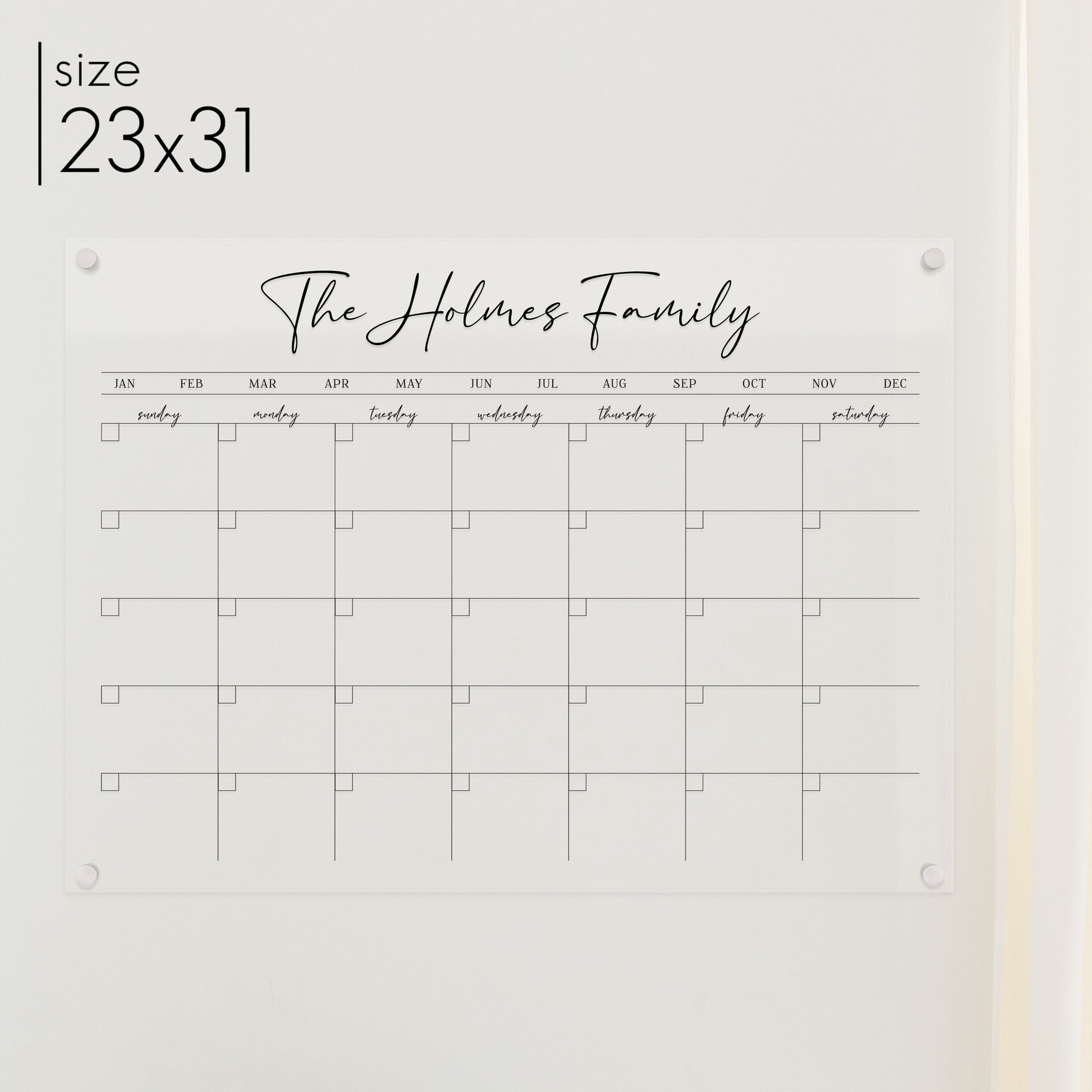 Monthly Acrylic Calendar | Horizontal Pennington