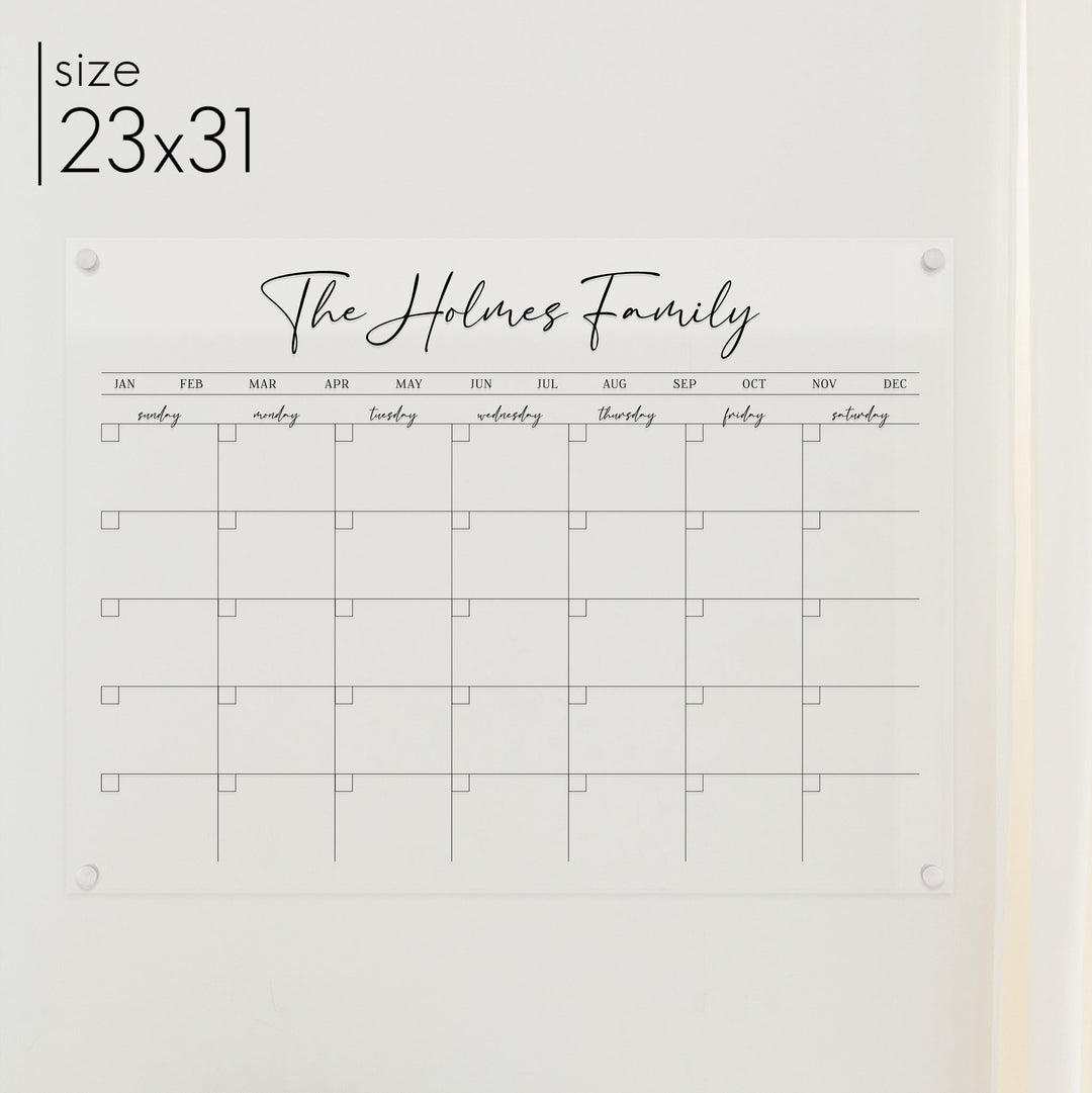 Monthly Acrylic Calendar | Horizontal Pennington