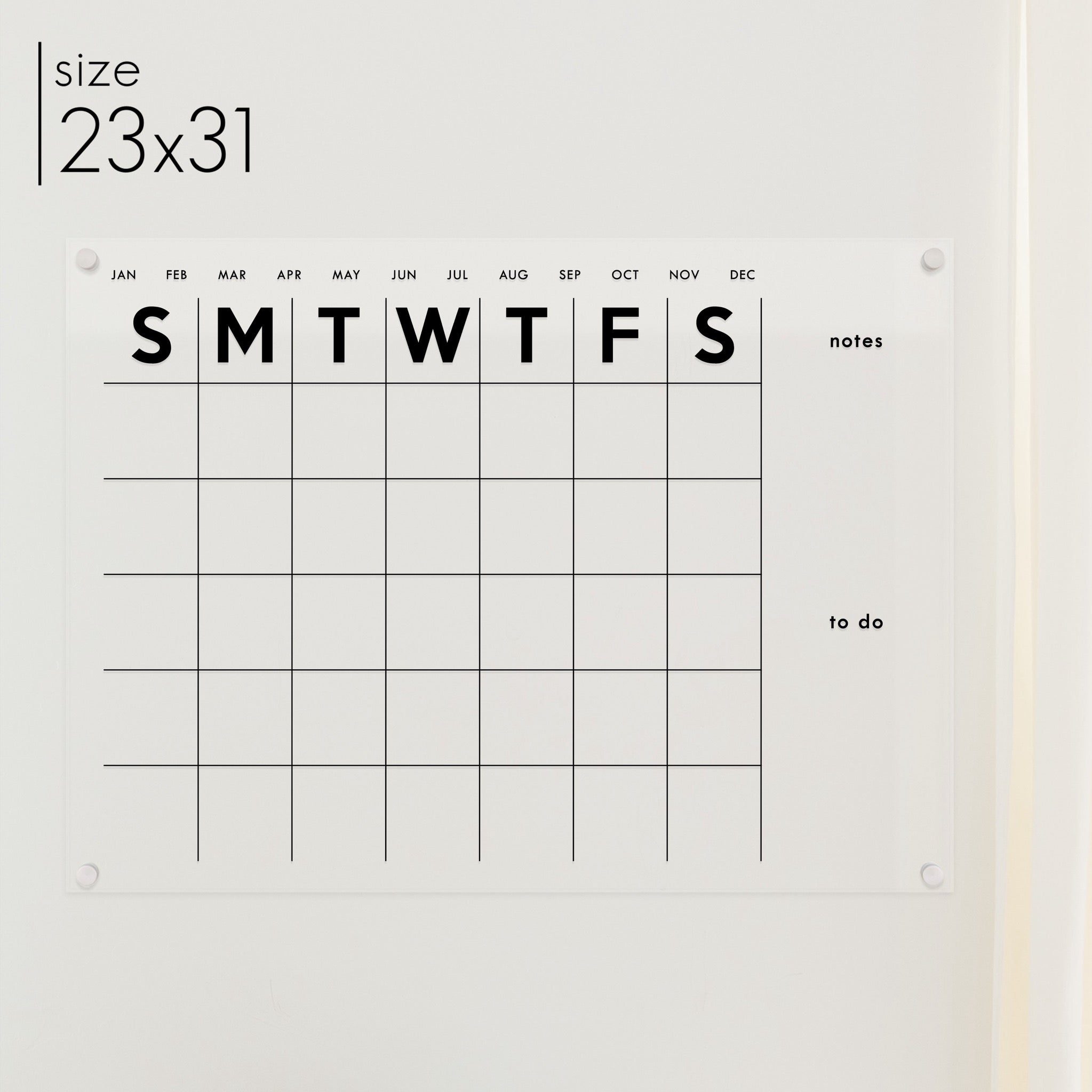 Monthly Acrylic Calendar + 2 Sections | Horizontal Minimalist