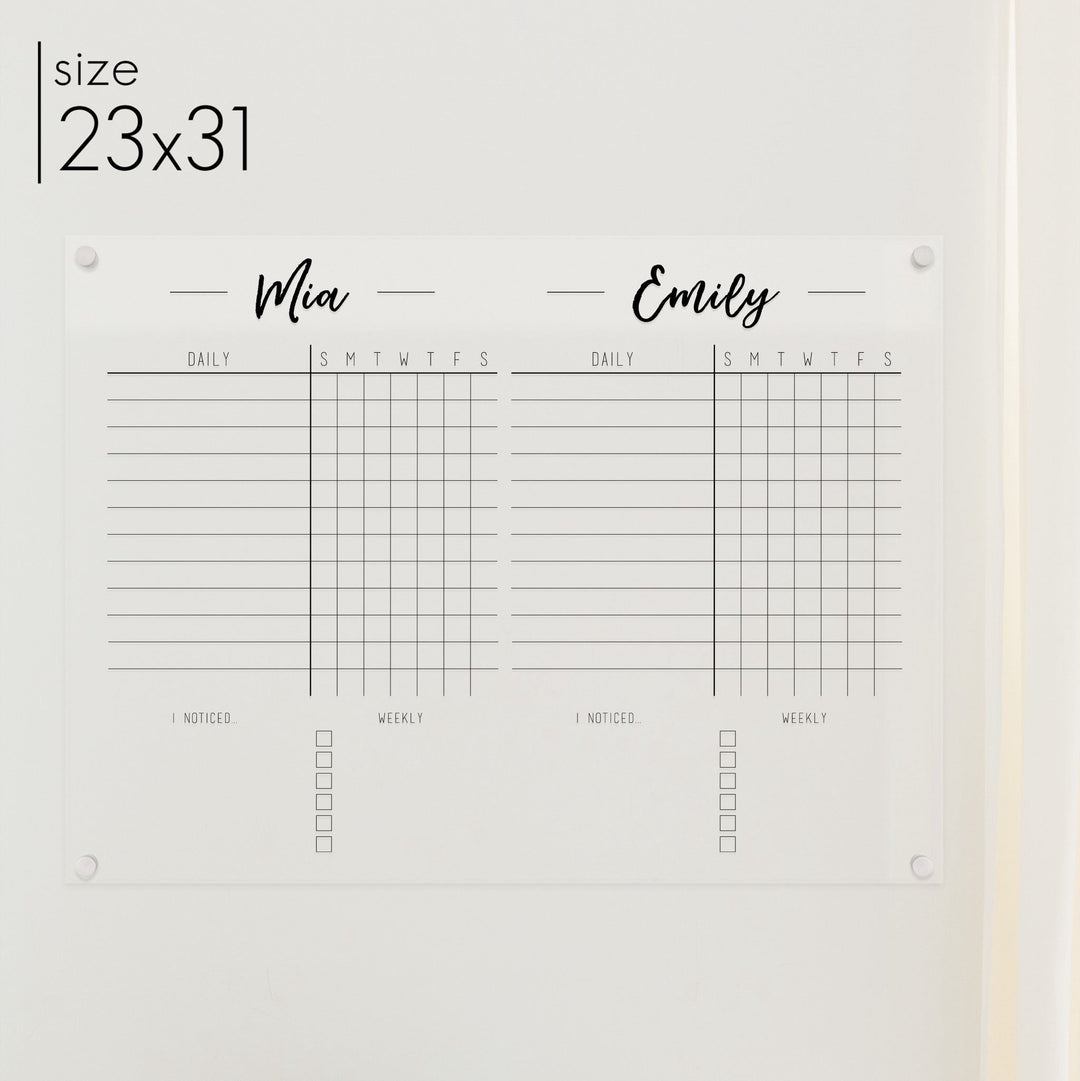 2 Person Acrylic Chore Chart | Horizontal Traeger