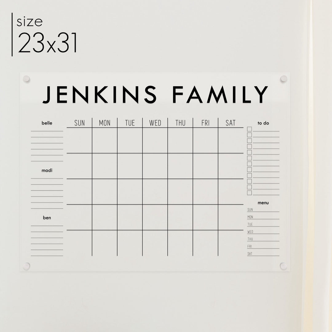 Monthly Acrylic Calendar + 5 Sections | Horizontal Madi