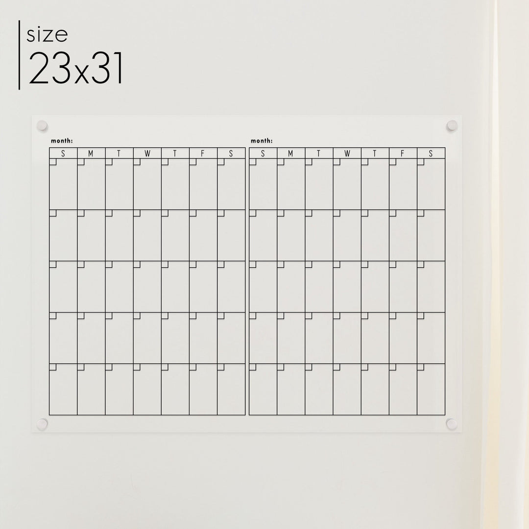 2 Month Acrylic Calendar | Horizontal Multi-style