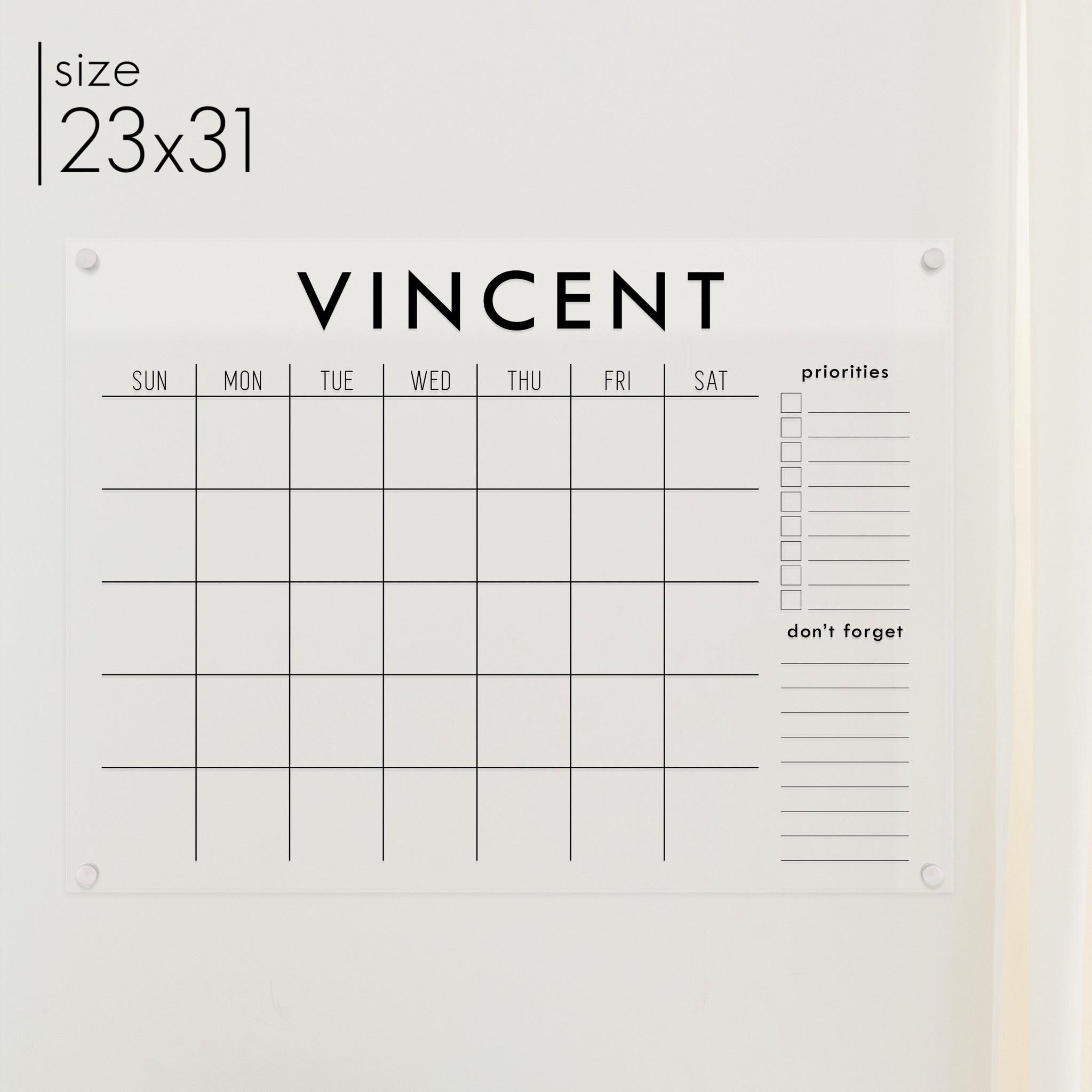Monthly Acrylic Calendar + 2 Sections | Horizontal Madi