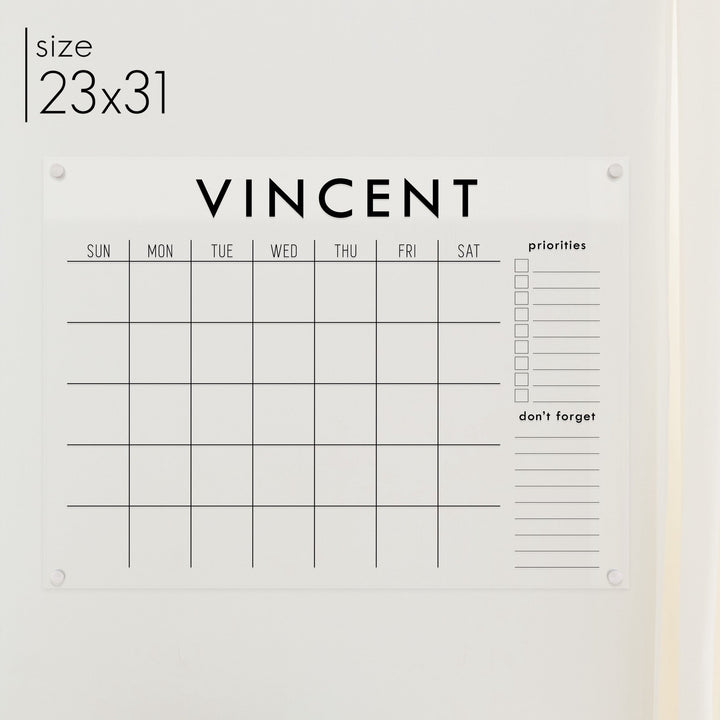 Monthly Acrylic Calendar + 2 Sections | Horizontal Madi