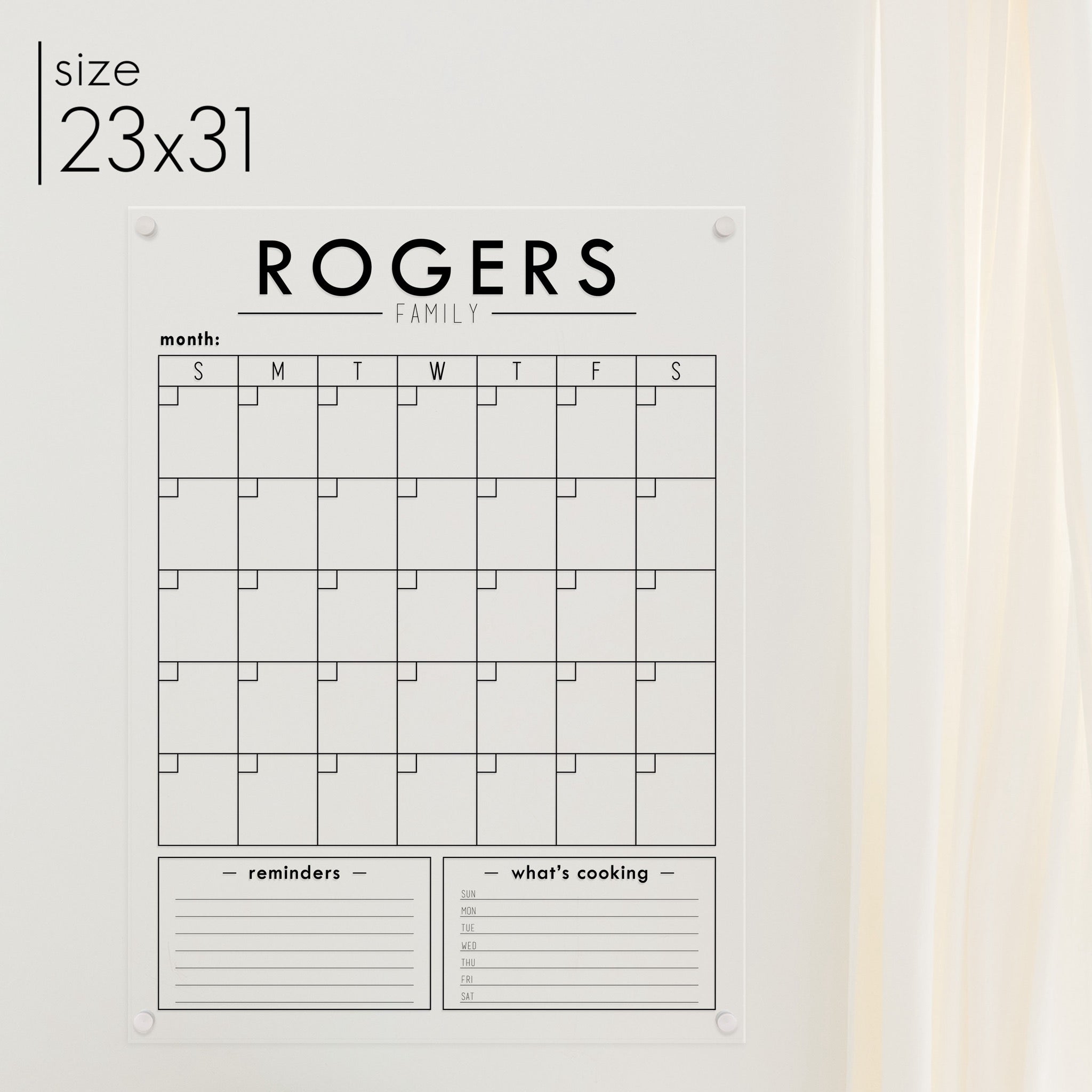 Monthly Acrylic Calendar + 2 Sections | Vertical Craig