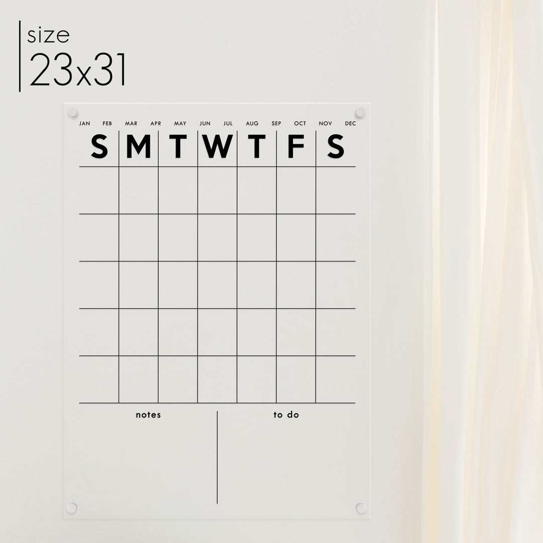 Monthly Acrylic Calendar + 2 Sections | Vertical Minimalist