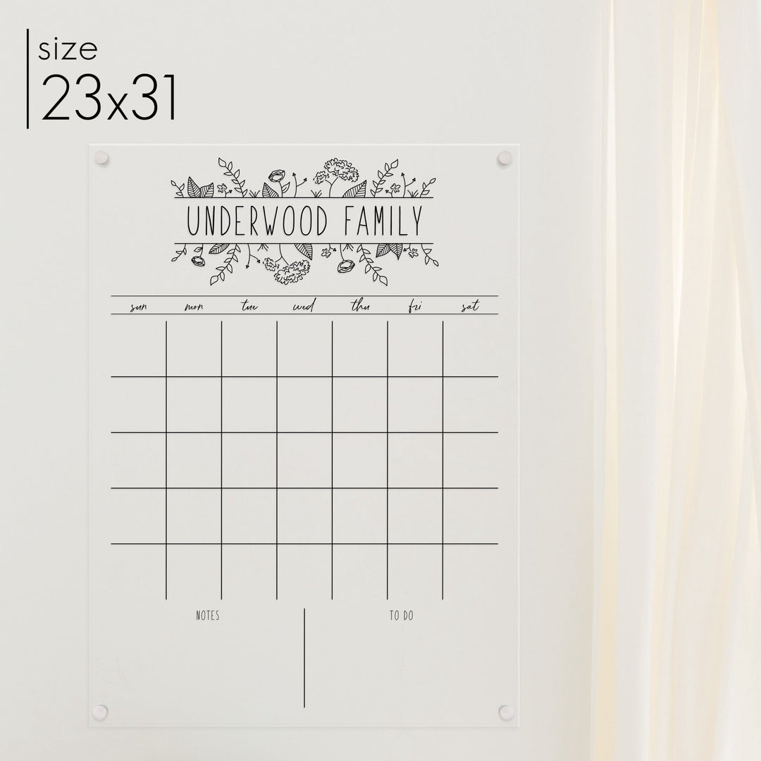Monthly Acrylic Calendar + 2 Sections | Vertical Lucy