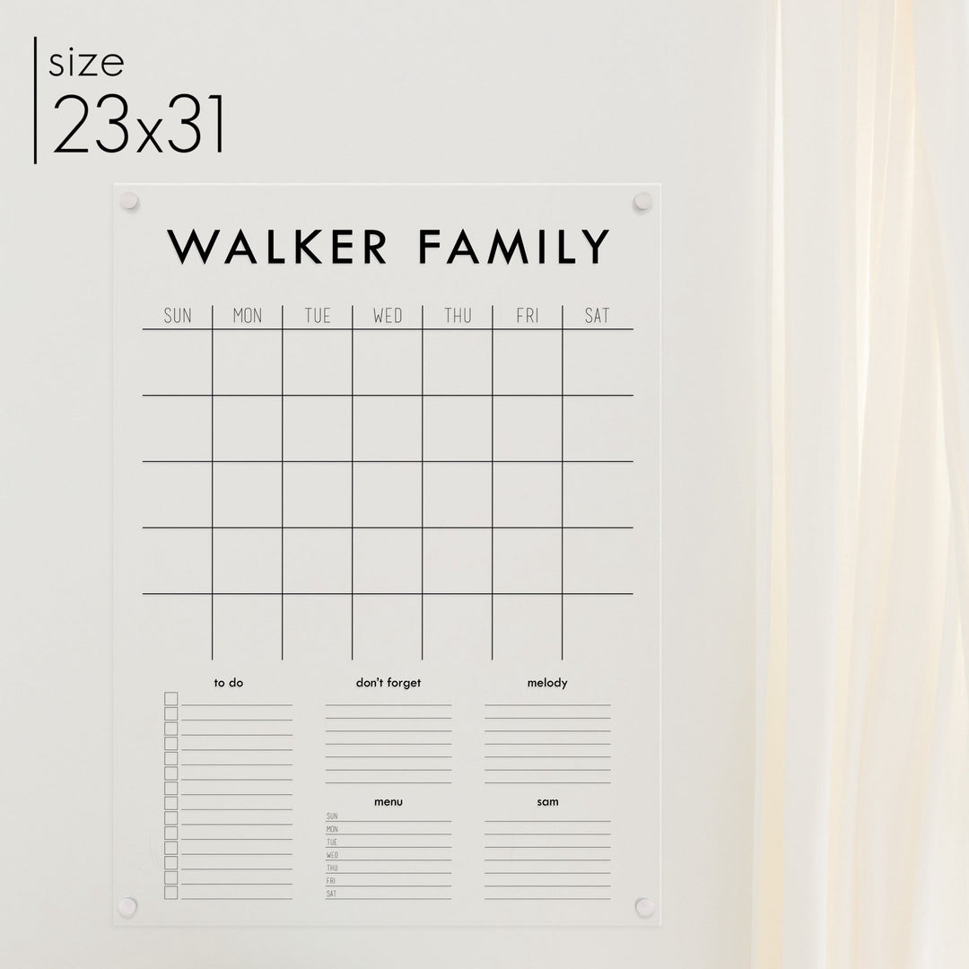 Monthly Acrylic Calendar + 5 Sections | Vertical Madi