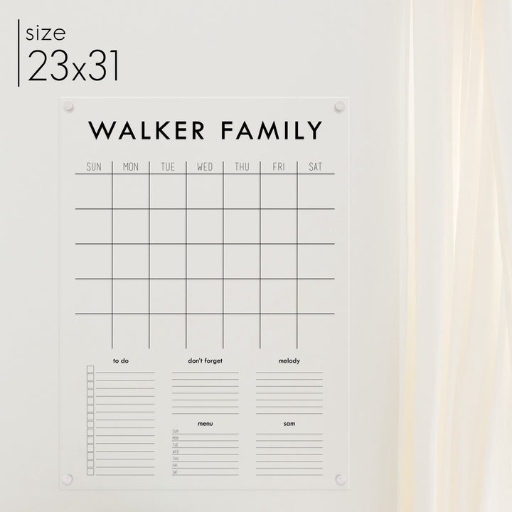 Monthly Acrylic Calendar + 5 Sections | Vertical Madi