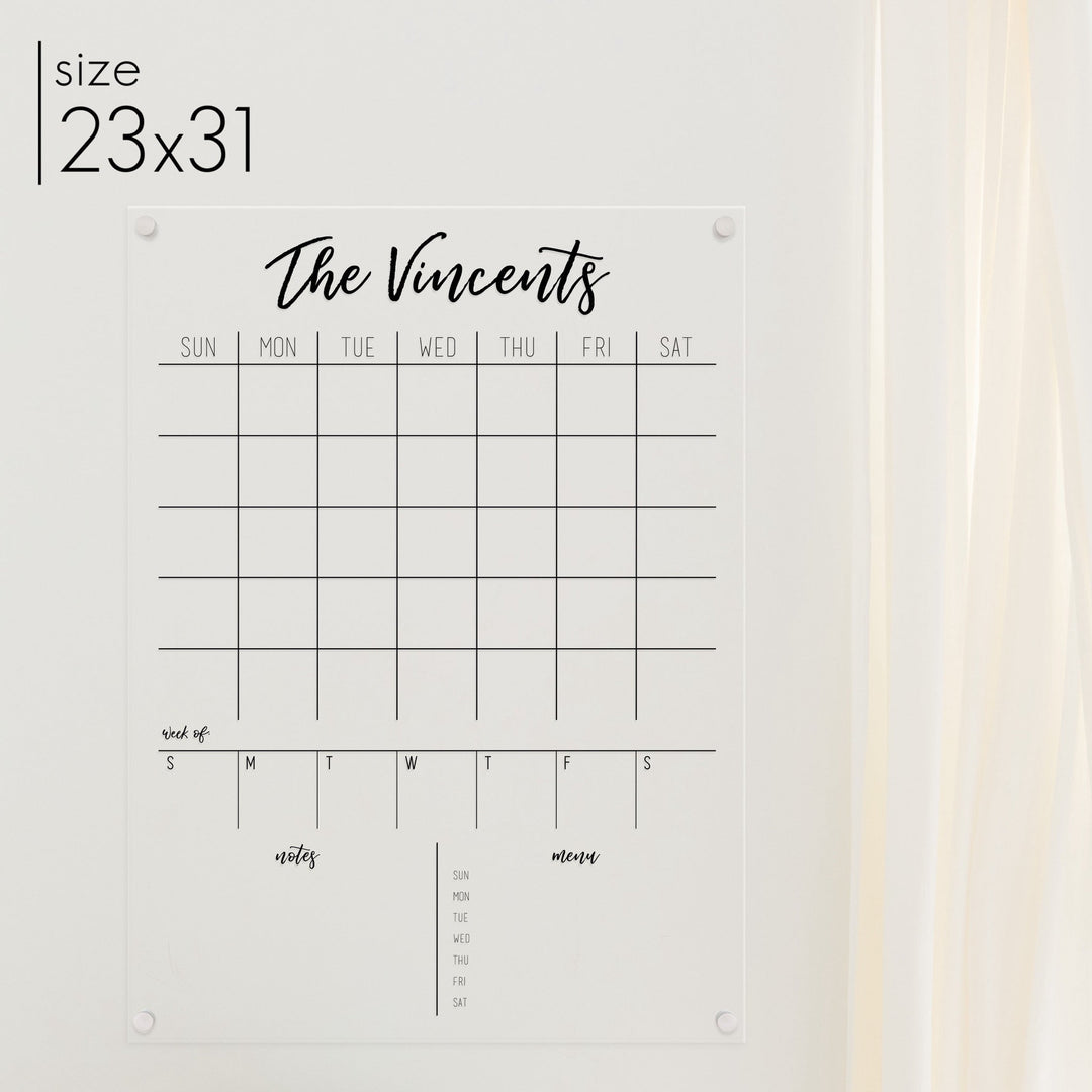 Week & Month Acrylic Calendar + 2 Sections | Vertical Traeger