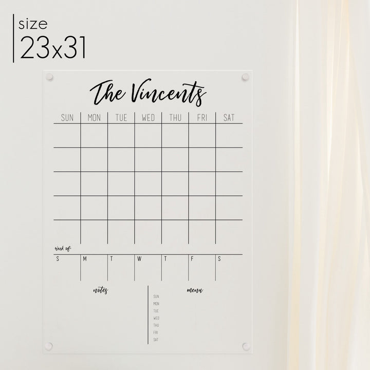 Week & Month Acrylic Calendar + 2 Sections | Vertical Traeger
