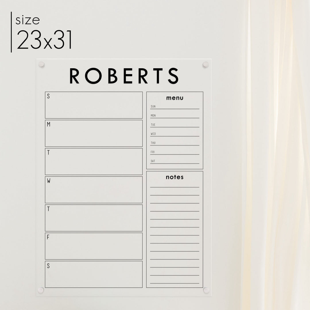 Weekly Acrylic Calendar + 2 Sections | Vertical Craig