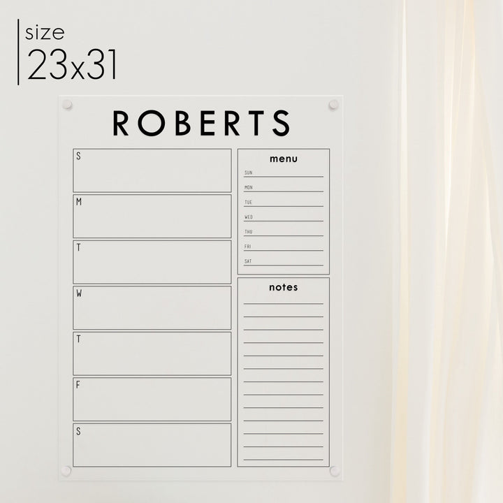 Weekly Acrylic Calendar + 2 Sections | Vertical Craig