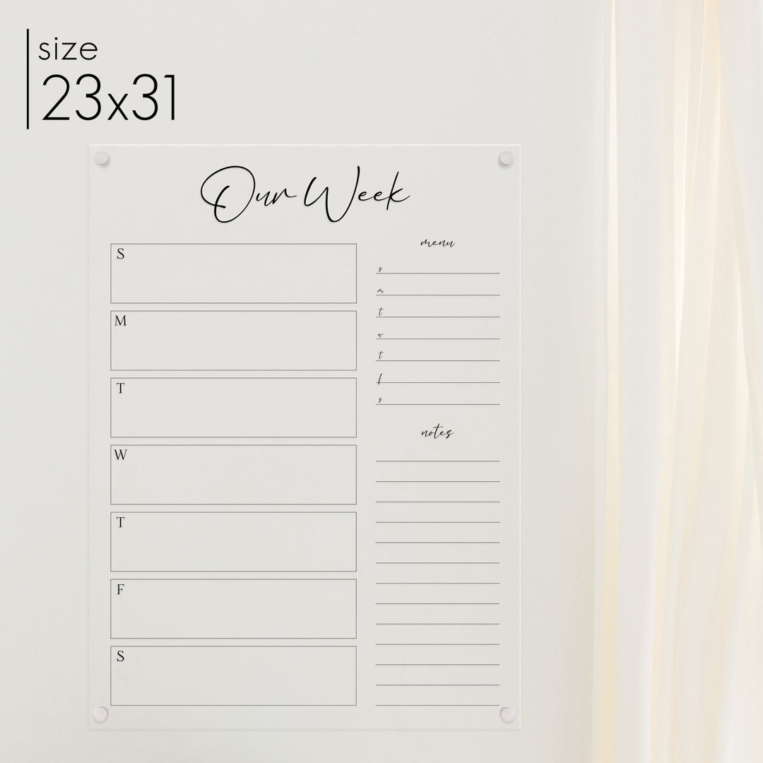 Weekly Acrylic Calendar + 2 Sections | Vertical Pennington