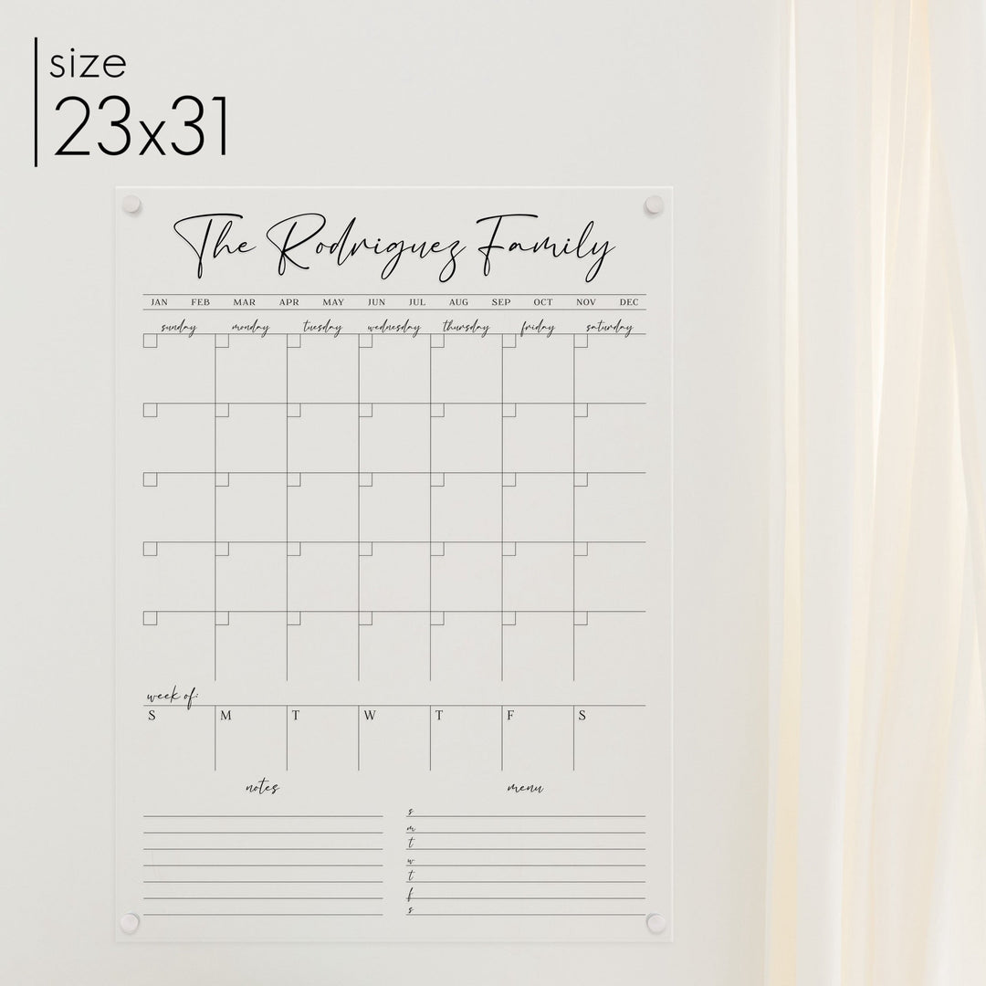 Week & Month Acrylic Calendar + 2 Sections | Vertical Pennington