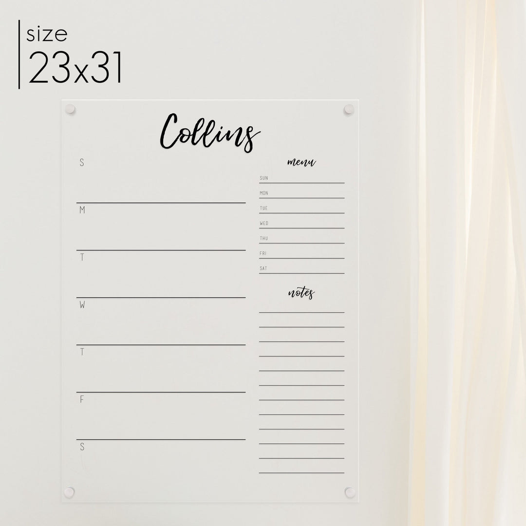 Weekly Acrylic Calendar + 2 Sections | Vertical Traeger