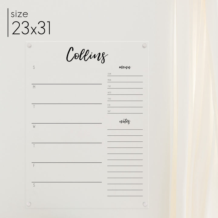 Weekly Acrylic Calendar + 2 Sections | Vertical Traeger