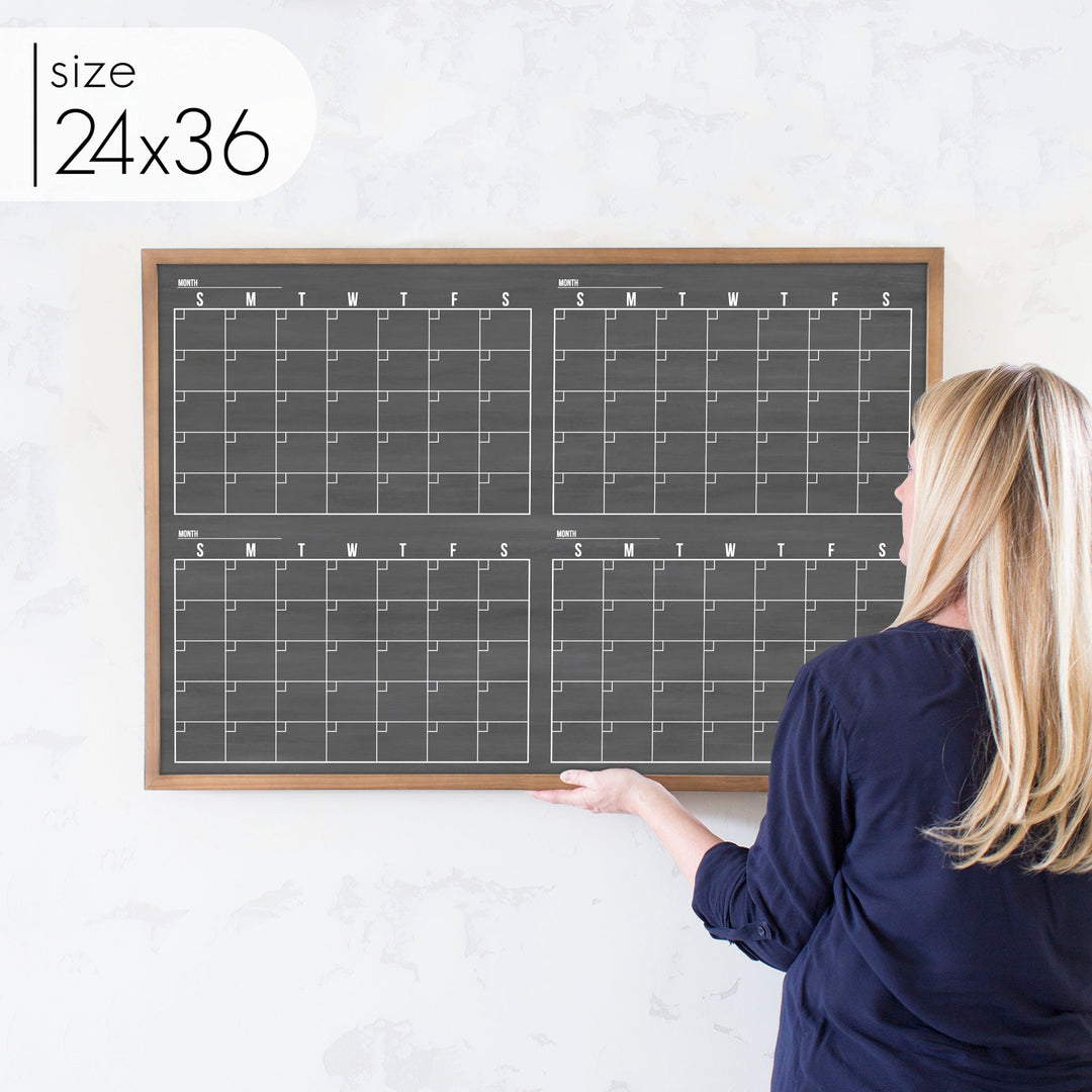 4 Month Quarterly Framed Chalkboard Calendar | Horizontal Dwyer
