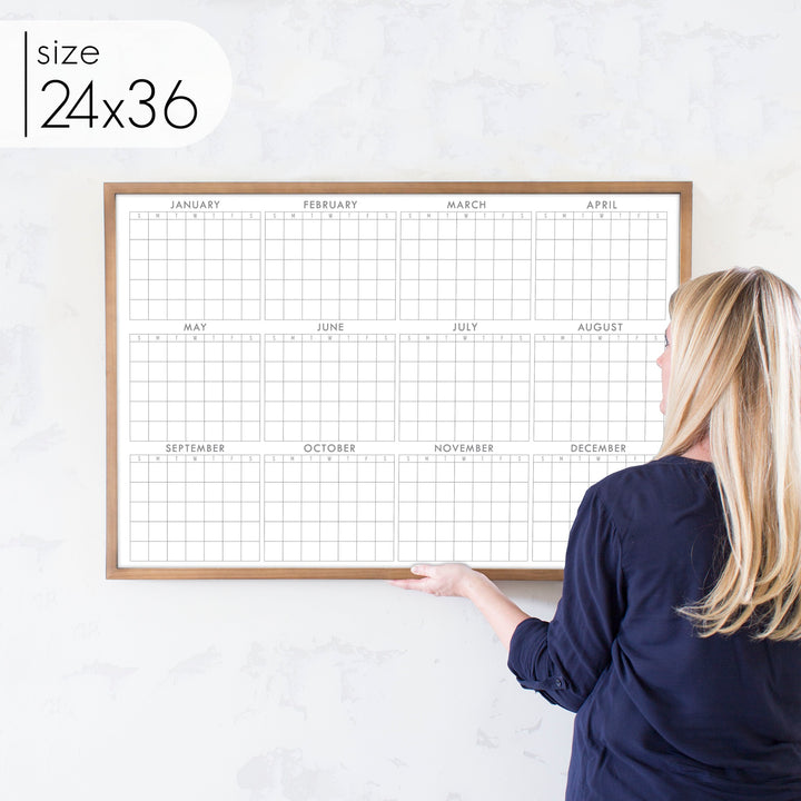 Framed Yearly Whiteboard Calendar | Horizontal Multi-Style