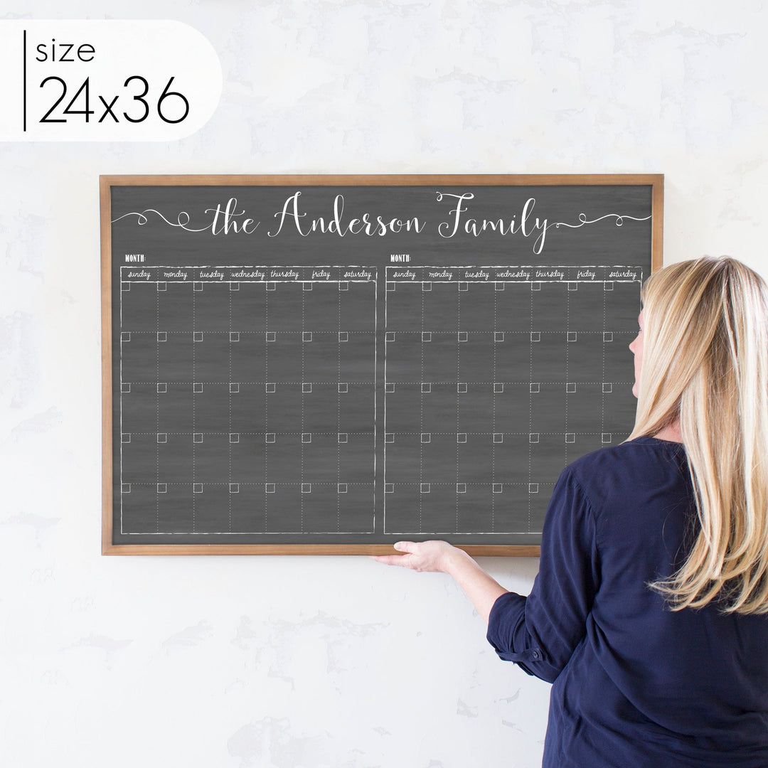 2 Month Framed Chalkboard Calendar | Horizontal Knope