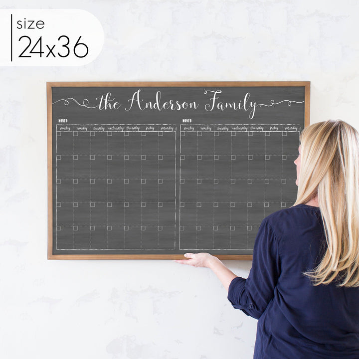 2 Month Framed Chalkboard Calendar | Horizontal Knope
