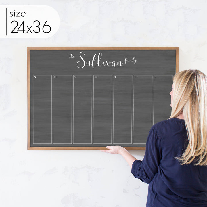 Weekly Framed Chalkboard Calendar | Horizontal Knope