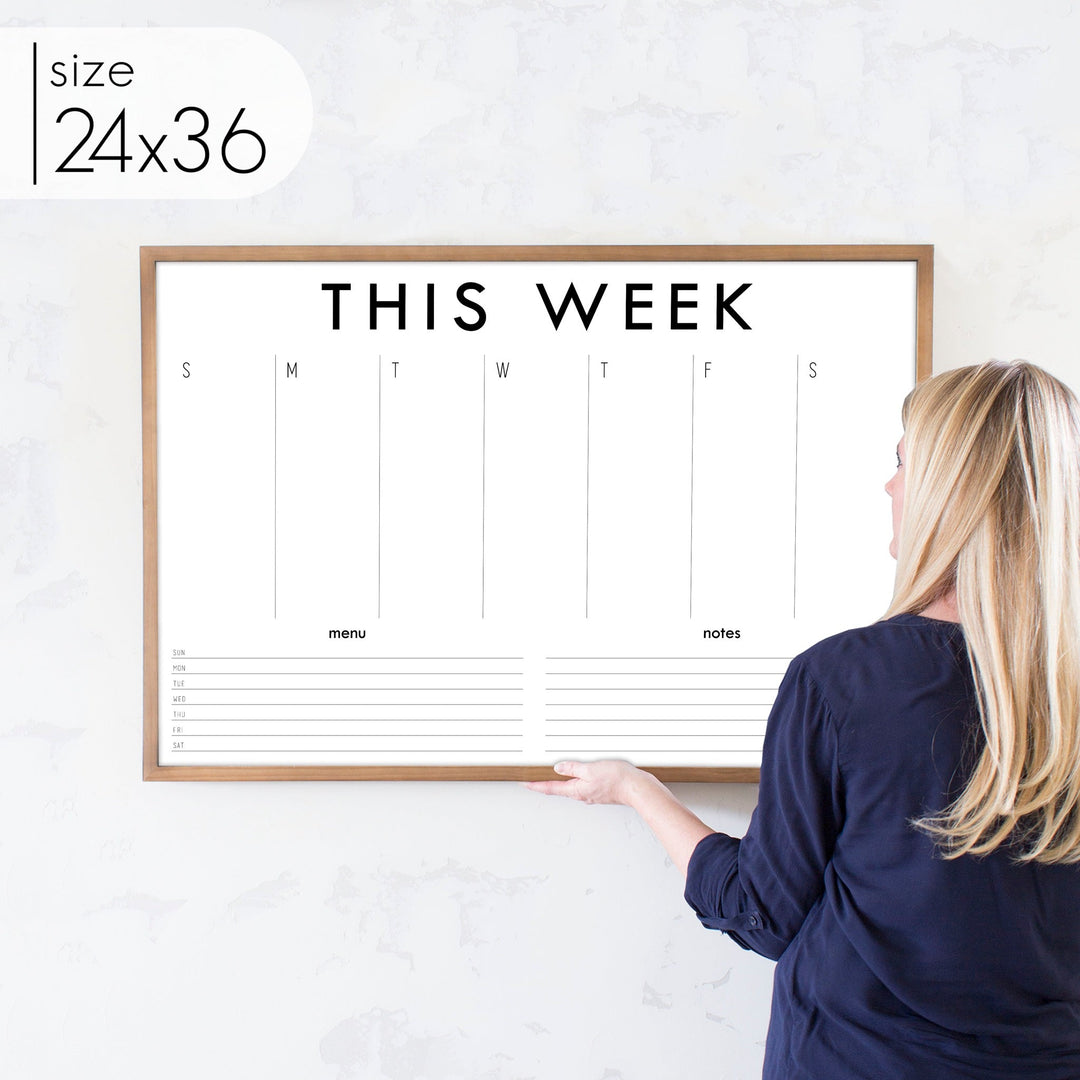 Weekly Framed Whiteboard Calendar + 2 sections | Horizontal Madi