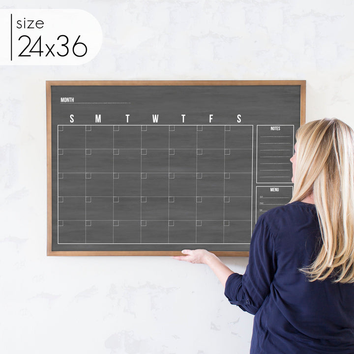 Monthly Framed Chalkboard Calendar + 2 sections | Horizontal Dwyer