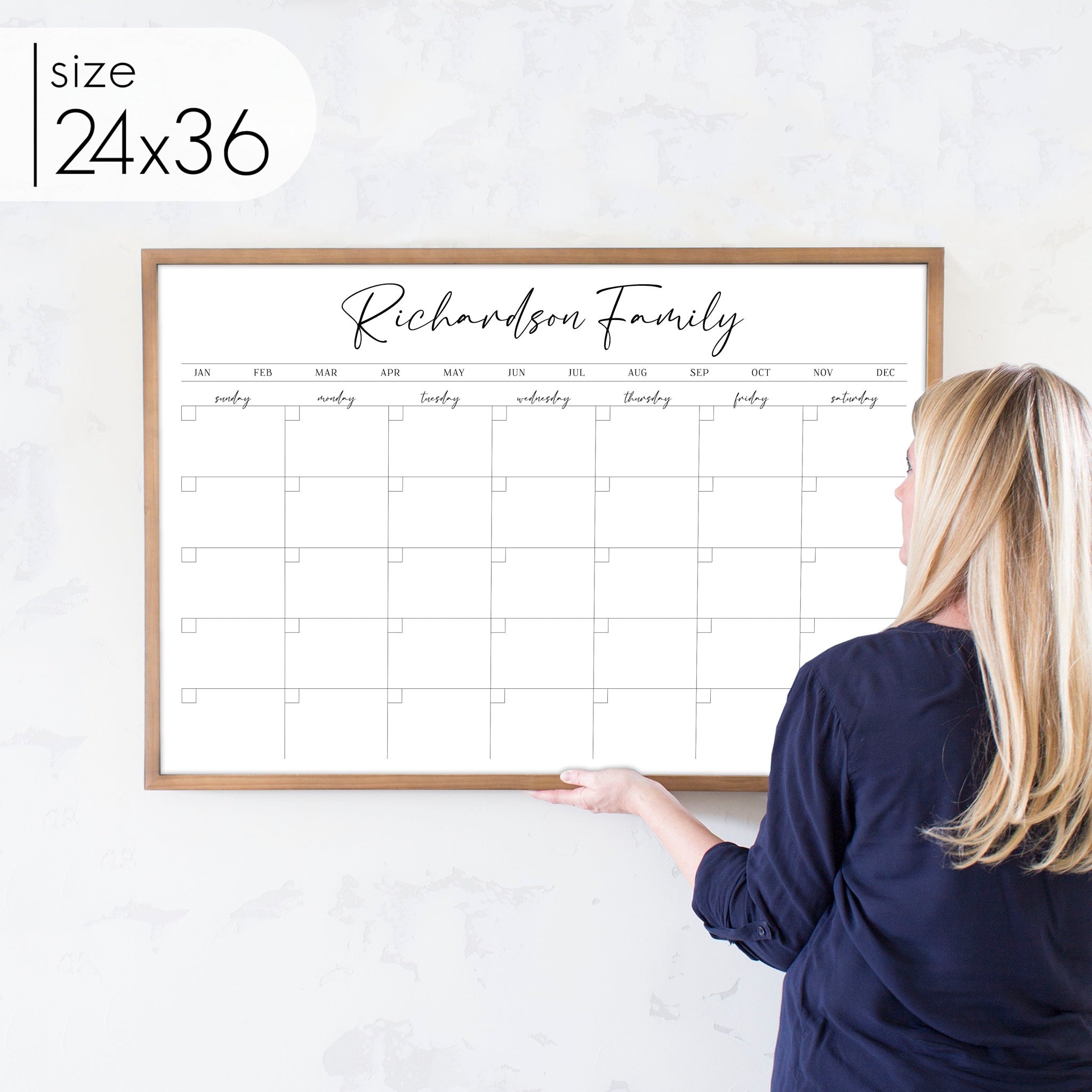 Monthly Framed Whiteboard Calendar | Horizontal Pennington