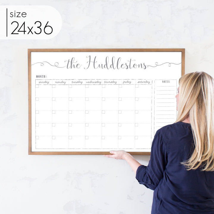 Monthly Framed Whiteboard Calendar + 1 section | Horizontal Knope