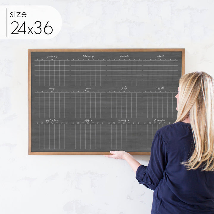 Framed Yearly Chalkboard Calendar | Horizontal Pennington
