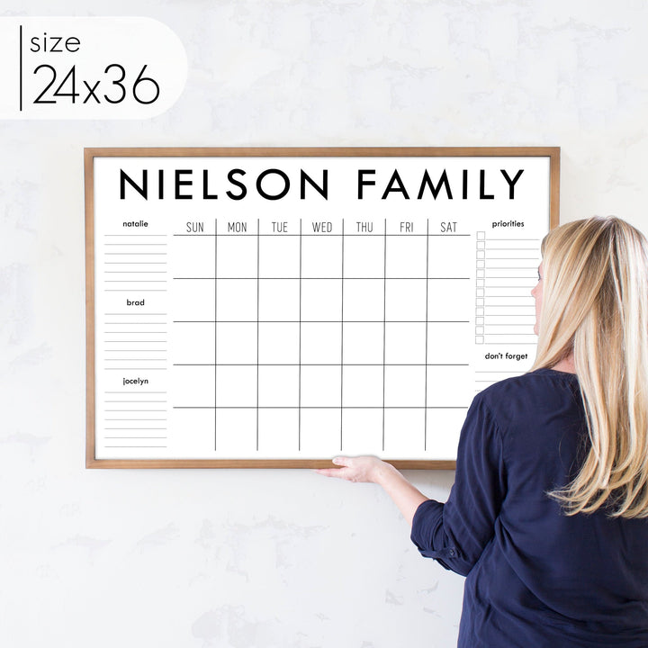 Monthly Framed Whiteboard Calendar + 5 sections | Horizontal Madi