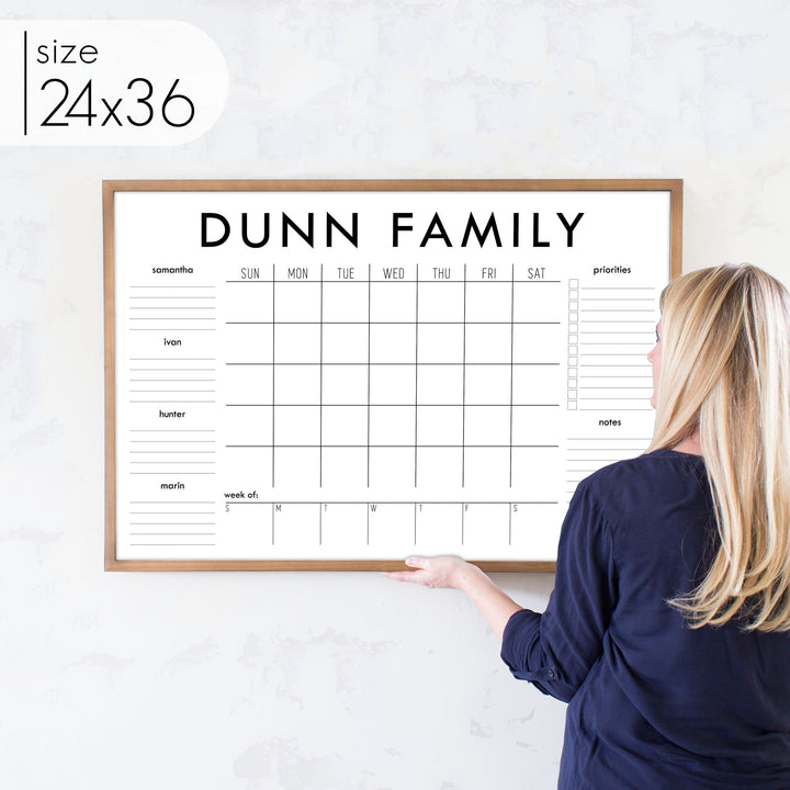 Week & Month Combo Framed Whiteboard + 6 sections | Horizontal Madi