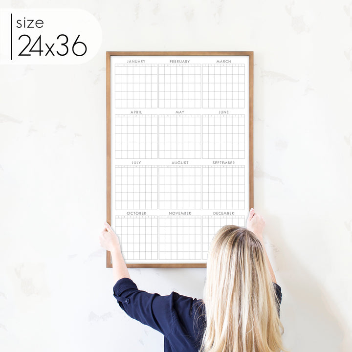 Framed Yearly Whiteboard Calendar | Vertical Multi-Style