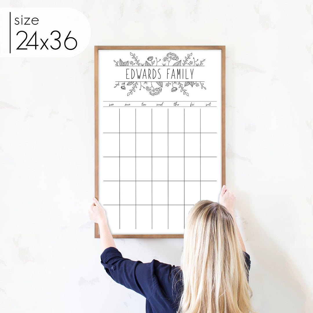 Monthly Framed Whiteboard Calendar | Vertical Lucy