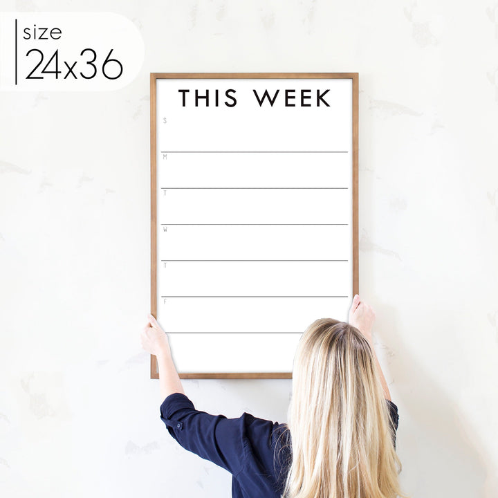 Weekly Framed Whiteboard Calendar + 3 sections | Horizontal Madi