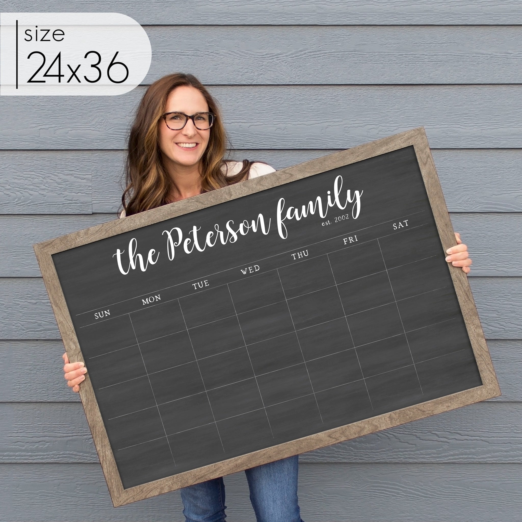Monthly Framed Chalkboard Calendar | Horizontal Perkins