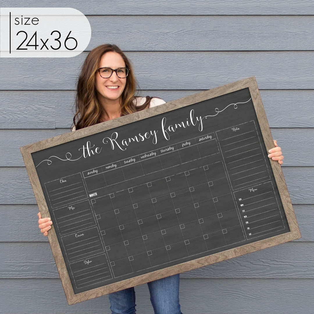 Week & Month Combo Framed Chalkboard + 6 sections | Horizontal Knope