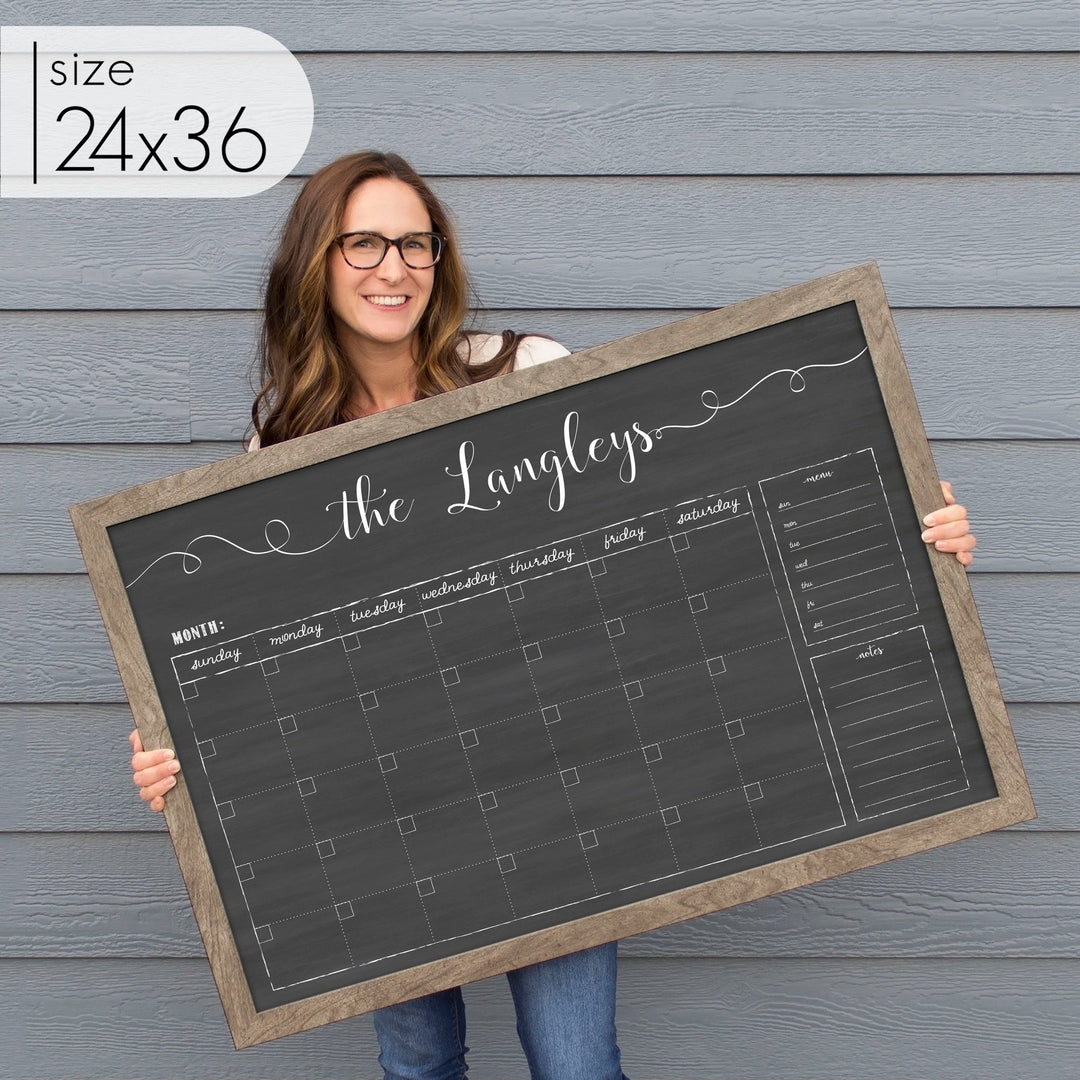 Monthly Framed Chalkboard Calendar + 2 sections | Horizontal Knope