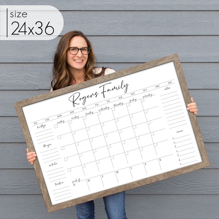 Week & Month Combo Framed Whiteboard + 6 sections | Horizontal Pennington