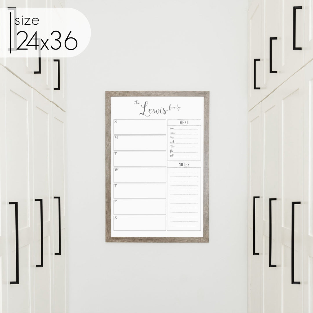 Weekly Framed Whiteboard Calendar + 2 sections | Vertical Knope