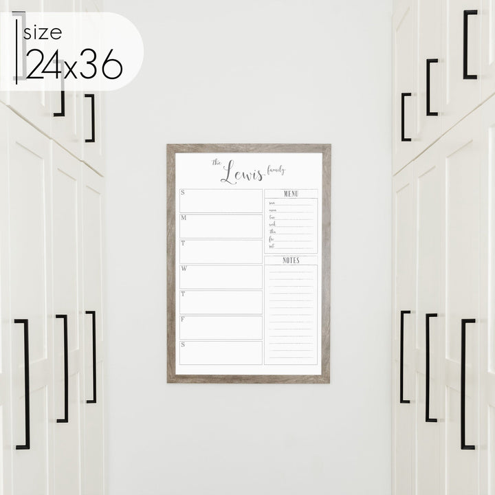 Weekly Framed Whiteboard Calendar + 2 sections | Vertical Knope