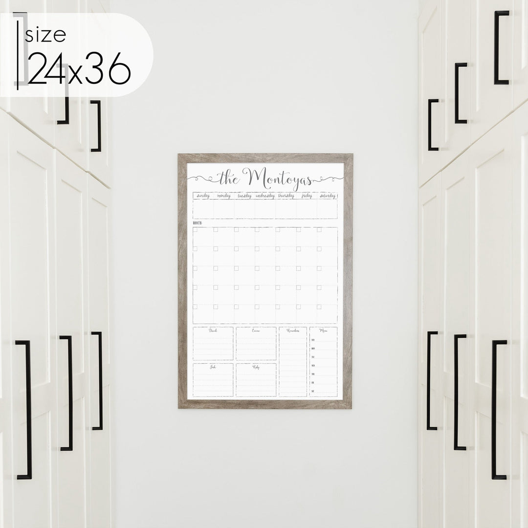 Week & Month Combo Framed Whiteboard + 6 sections | Vertical Knope