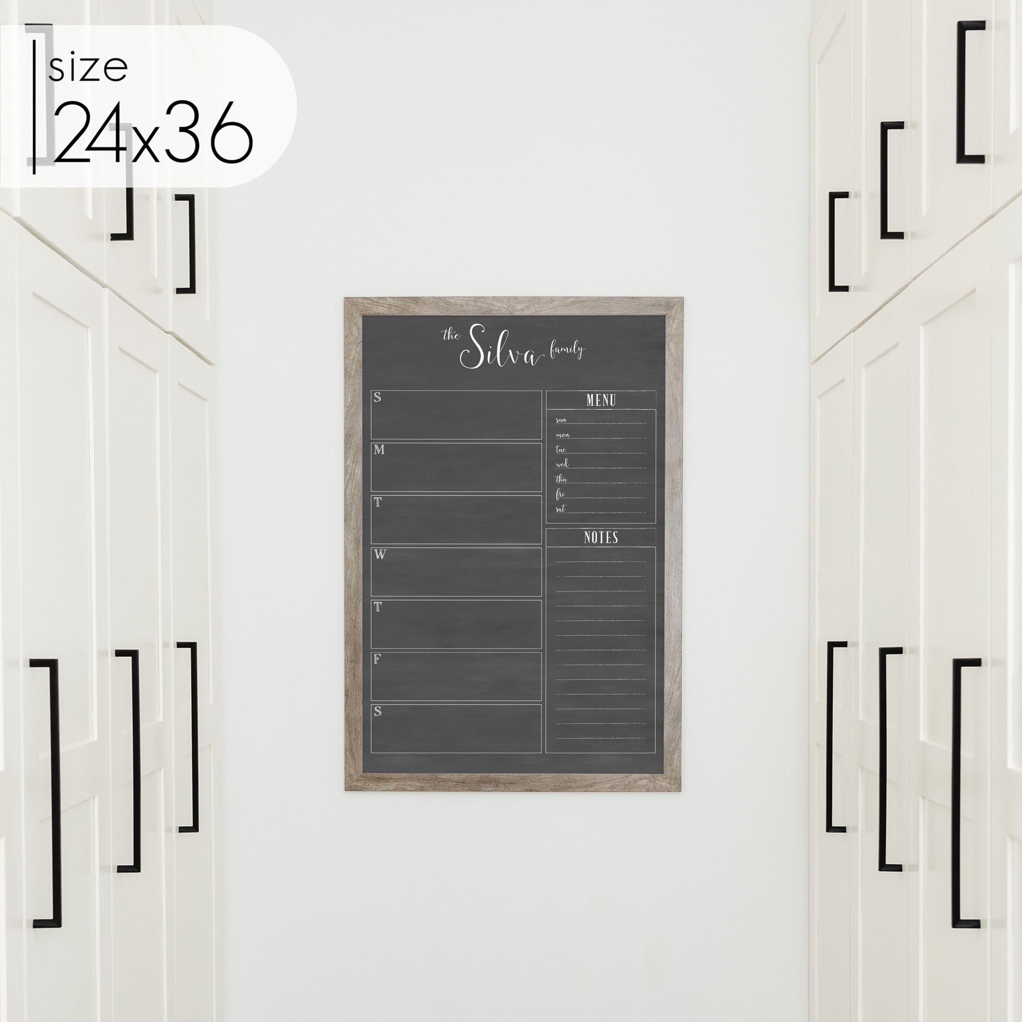 Weekly Framed Chalkboard Calendar + 2 sections | Vertical Knope