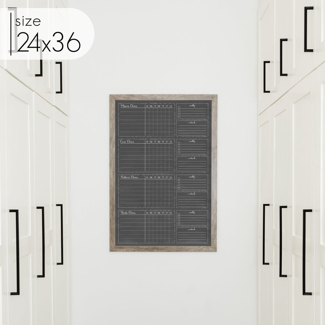 4 Person Framed Chalkboard Chore Chart  | Vertical Knope