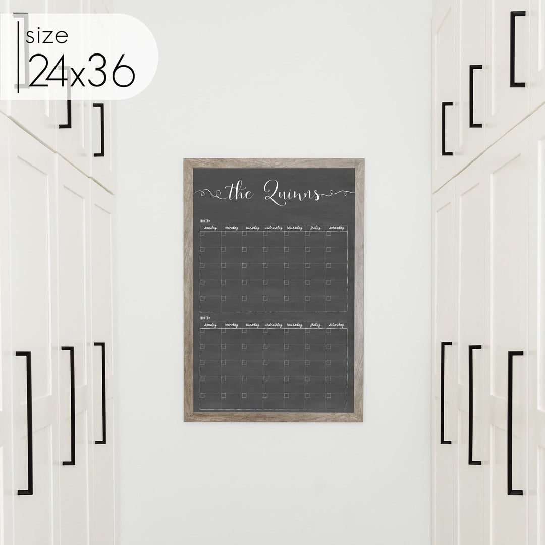 2 Month Framed Chalkboard Calendar | Vertical Knope