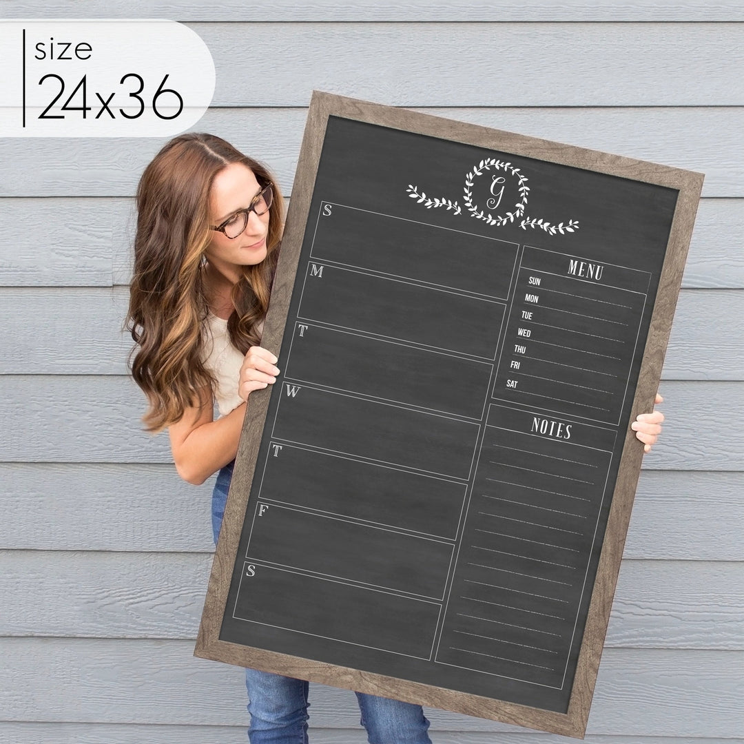 Weekly Framed Chalkboard Calendar + 2 sections | Vertical Donna