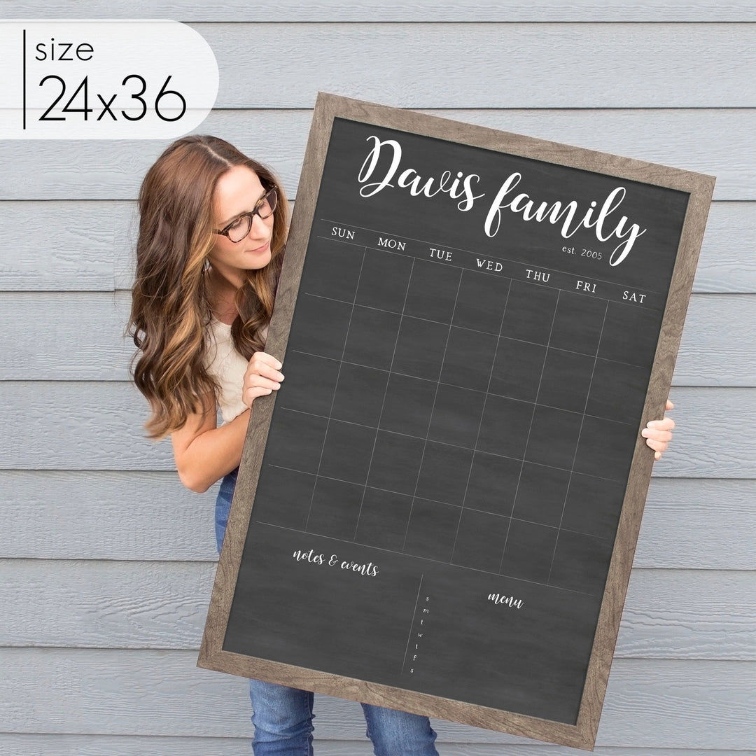 Monthly Framed Chalkboard Calendar + 2 sections | Vertical Perkins