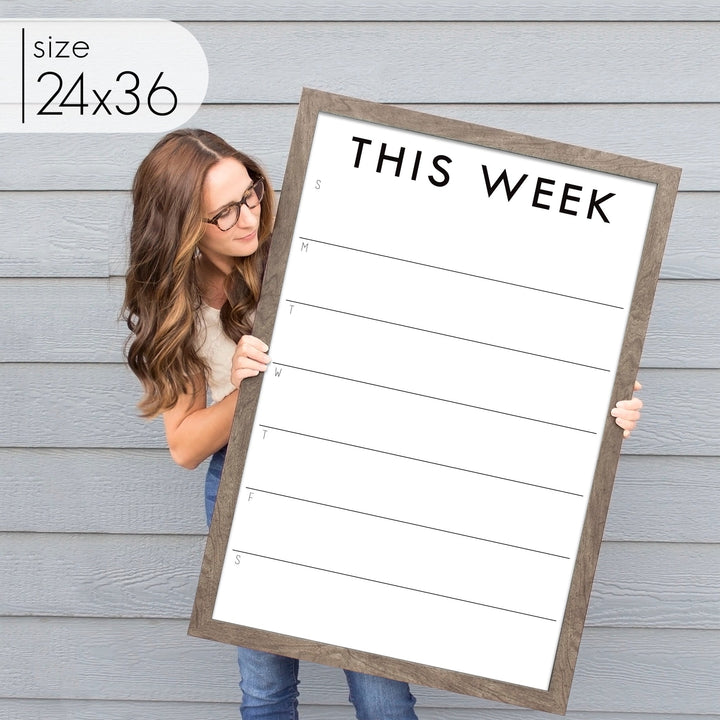 Weekly Framed Whiteboard Calendar + 3 sections | Horizontal Madi