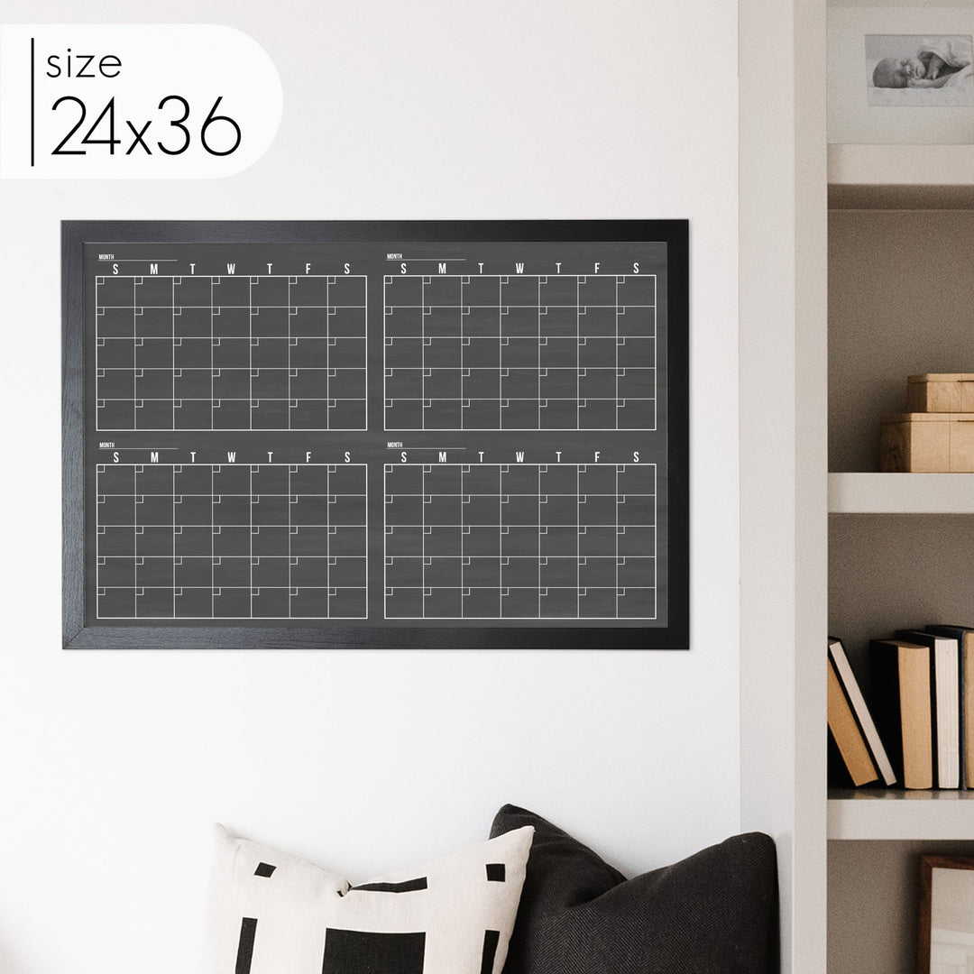 4 Month Quarterly Framed Chalkboard Calendar | Horizontal Dwyer